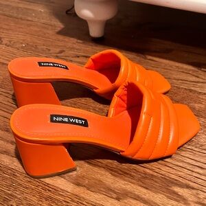 Nine West Orange Heel Slide Sandal - Size 6